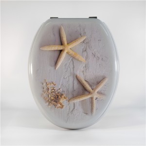 2020 New Style 3d Pattern Toilet Seat - Molded Wood Toilet Seat – Grey Starfish – Haorui