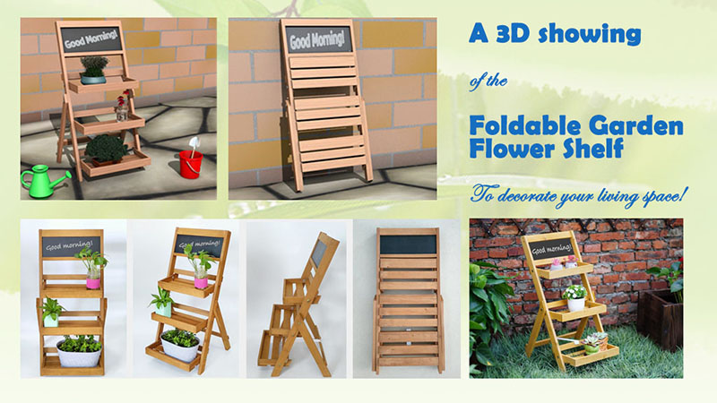 A 3D showing vedio of the Foldable Garden Flower Shelf